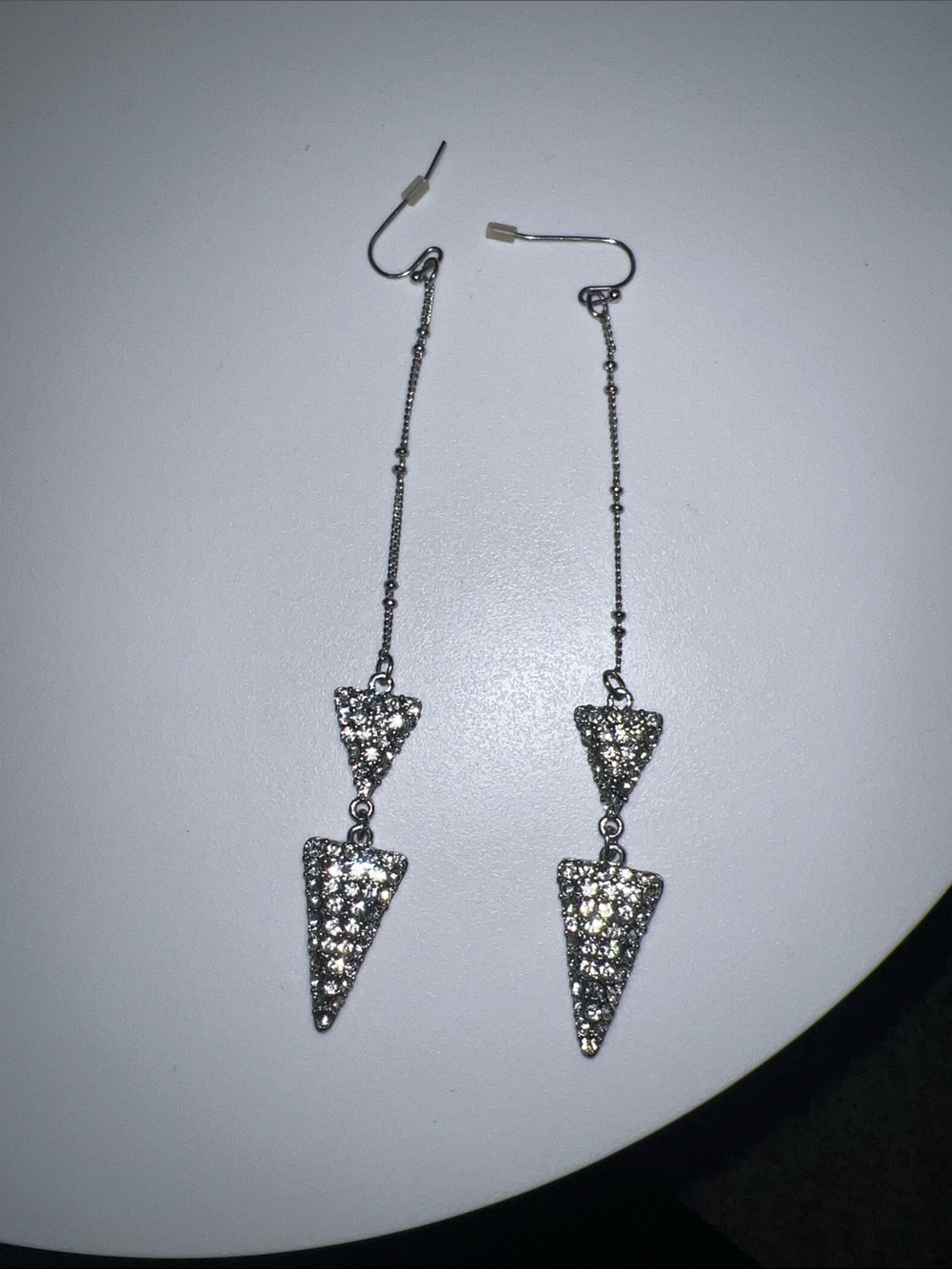 Express Silver Crystal Triangle Drop Earrings